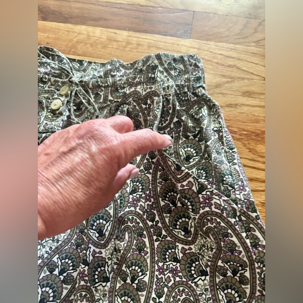 Converse Paisley Print Olive Green Purple High Waisted Boho Women’s Skirt Size S - Picture 3 of 10